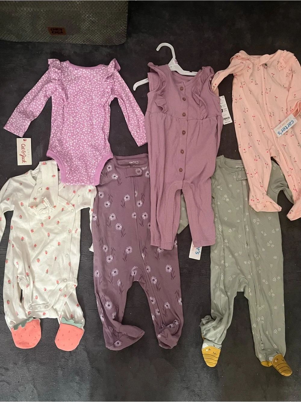 Lot of Brand New 6M Baby Girl Onesies - Carter’s Cat & Jack